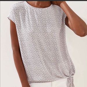 LOFT Pink and White Floral Blouse Small